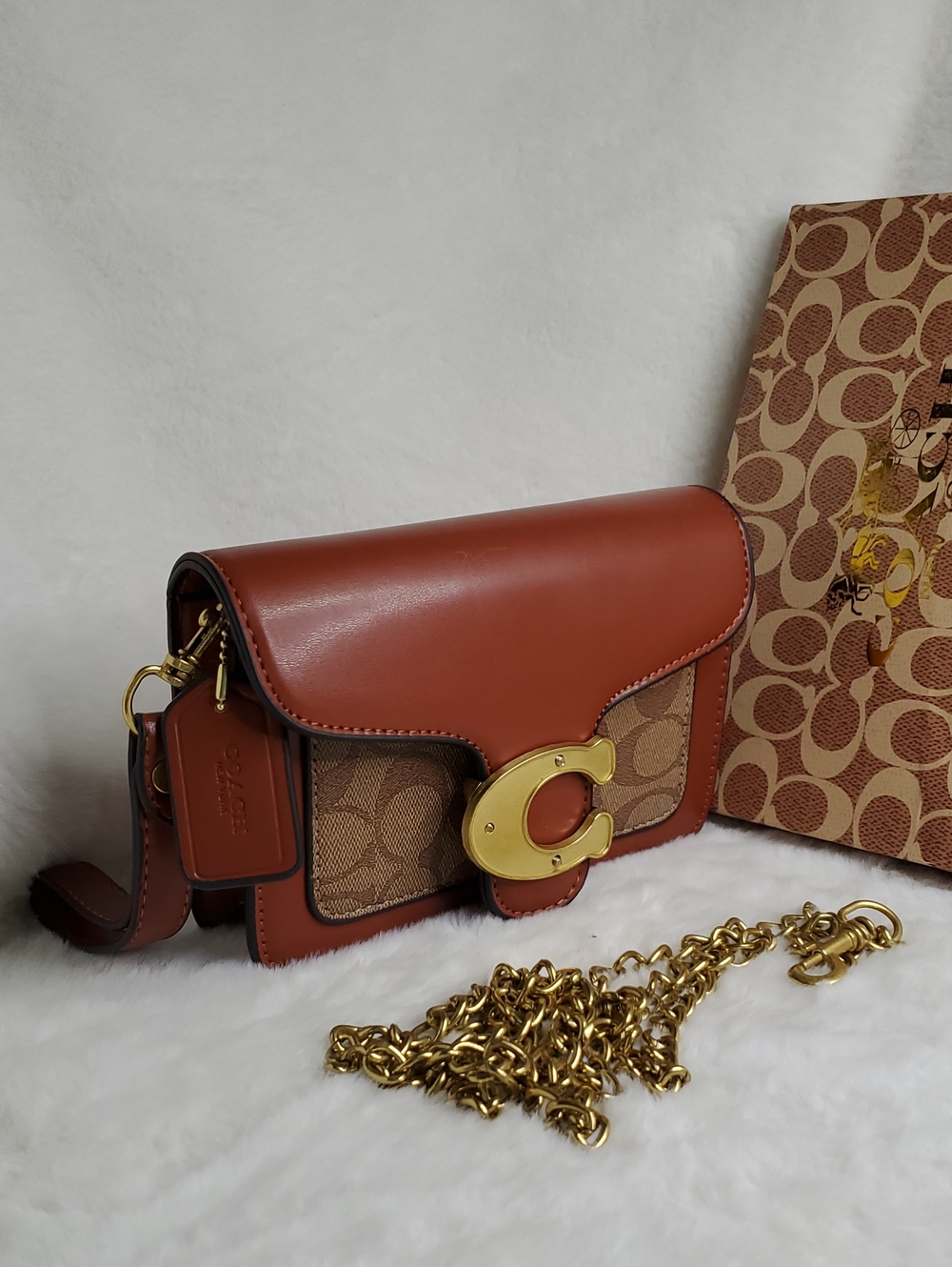 Tan/Brown  and Signature Canvas Camera Crossbody
